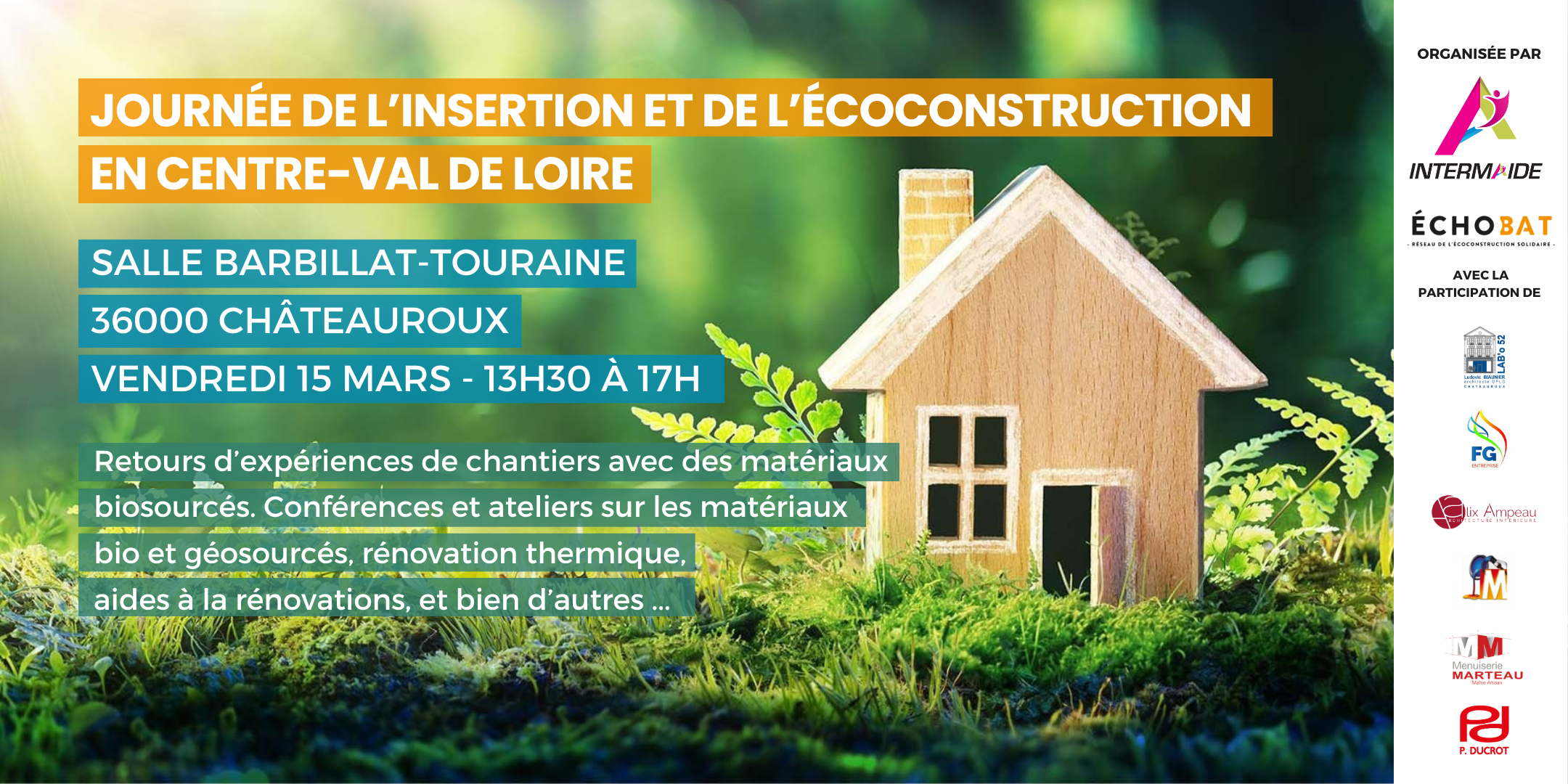 Journée de l'écoconstruction solidaire en Centre-Val de Loire par ÉCHOBAT